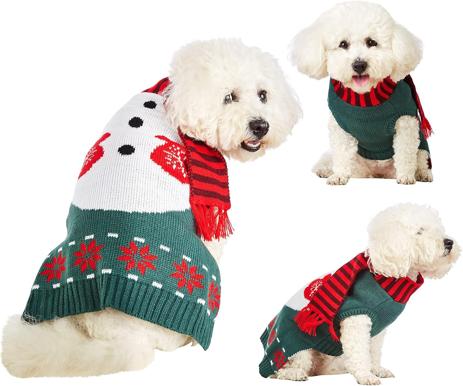 Adorable Cozy Snowman Dog Christmas Sweater - Soft Knitted Winter Jumpsuit for Pets of All Sizes!