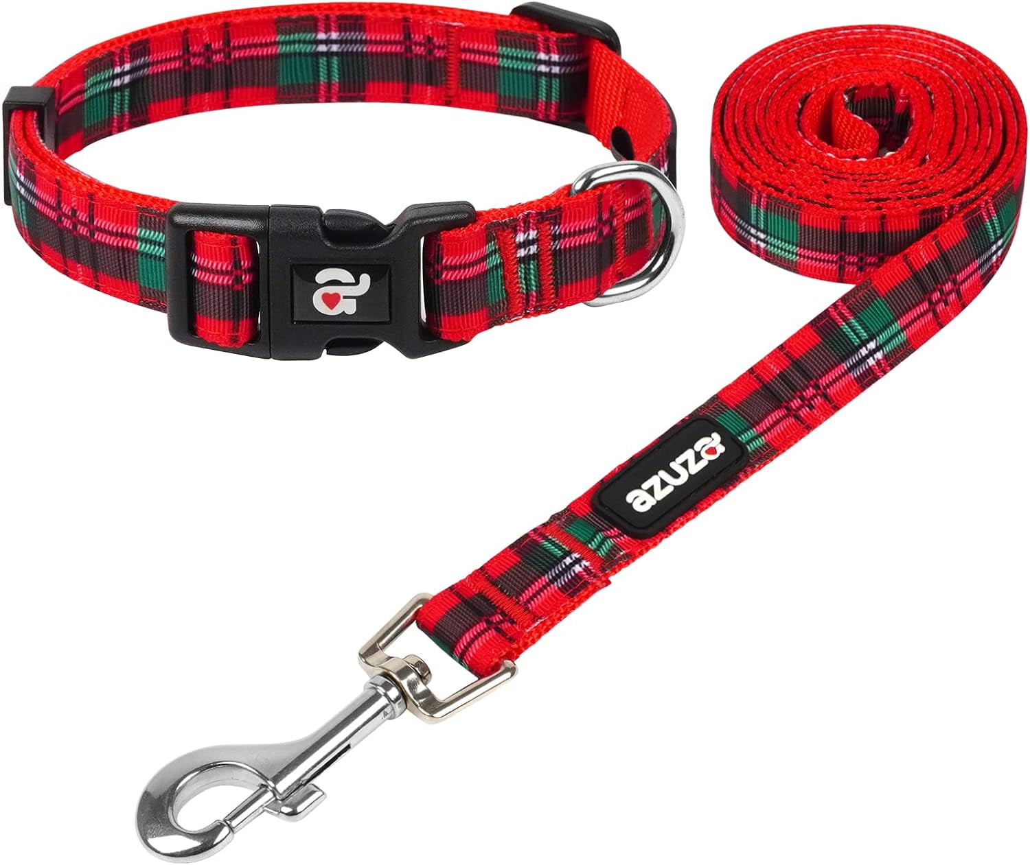 Festive Buffalo Plaid Dog Collar and Leash Set - Perfect for Christmas and Daily Adventures!