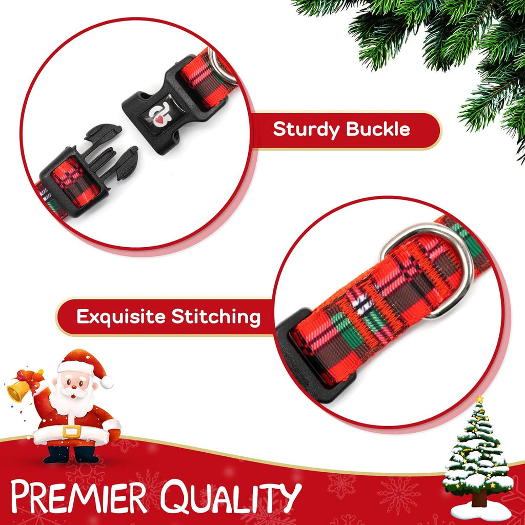 Festive Buffalo Plaid Dog Collar and Leash Set - Perfect for Christmas and Daily Adventures!