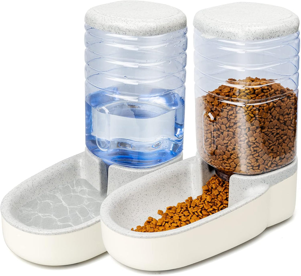 Elevate Your Pet's Dining Experience with the 3.8L Stylish Gray Self-Dispensing Food and Water Dispenser