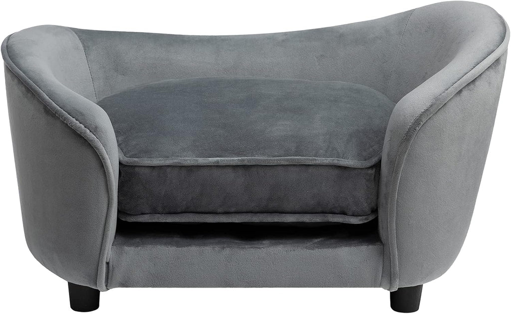 Luxury Ultra-Soft Dark Gray Pet Sofa Couch – Cozy Stylish Bed for Cats & Small Dogs