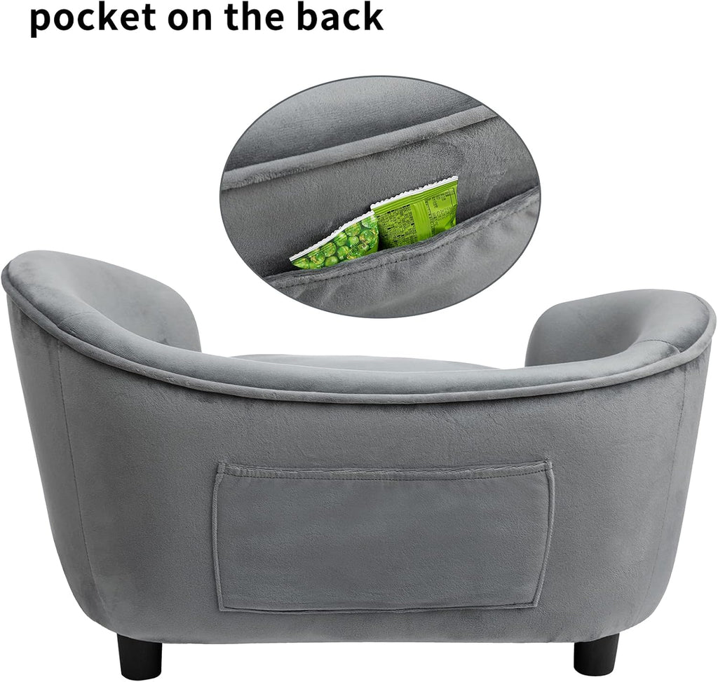 Luxury Ultra-Soft Dark Gray Pet Sofa Couch – Cozy Stylish Bed for Cats & Small Dogs