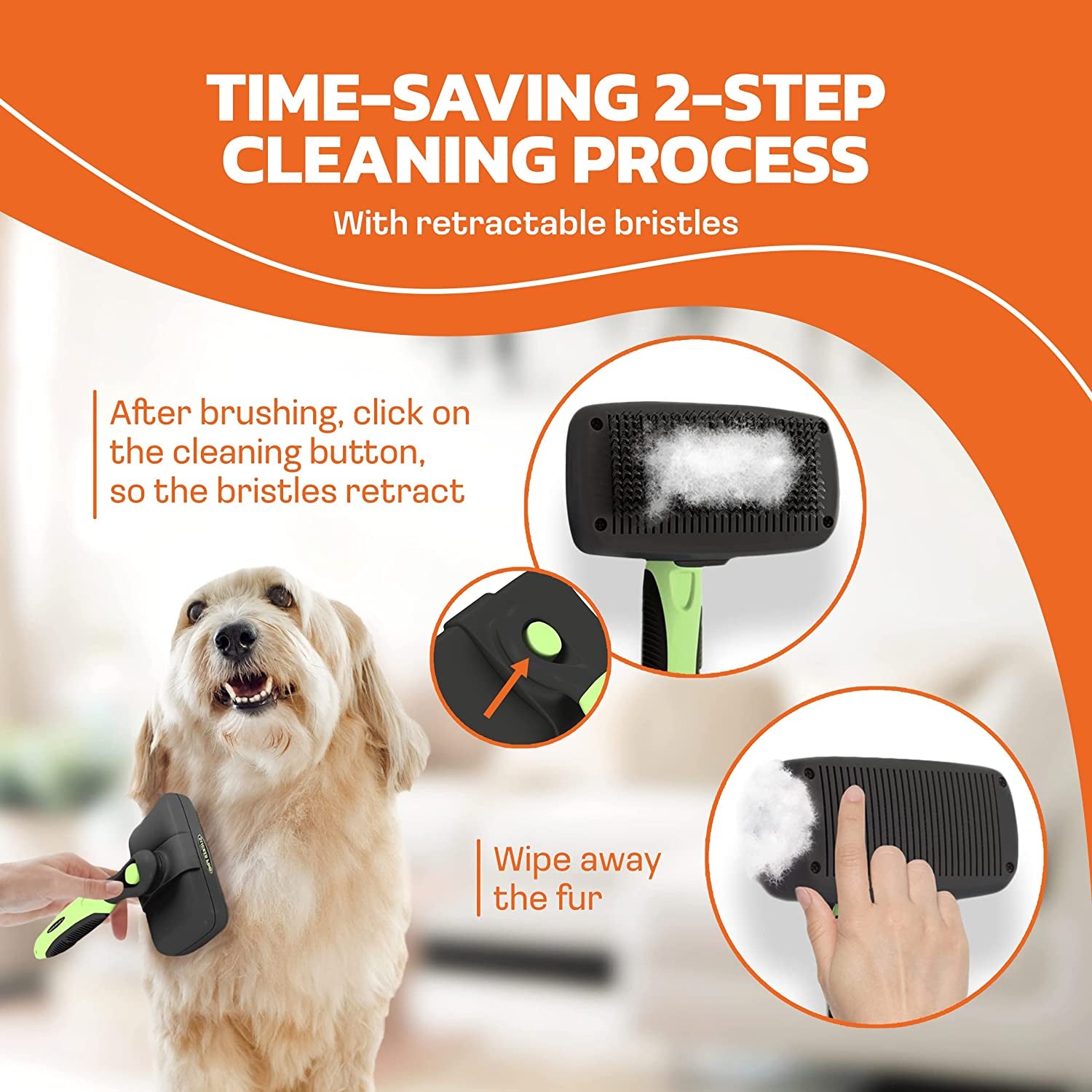 Effortless Self-Cleaning Slicker Brush for Long-Haired Dogs & Cats – Ideal for Medium to Large Pets!