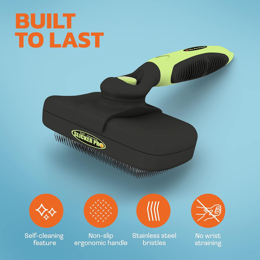 Effortless Self-Cleaning Slicker Brush for Long-Haired Dogs & Cats – Ideal for Medium to Large Pets!