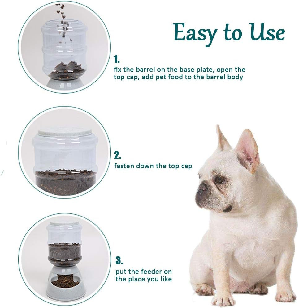 Automatic Cat Feeder - 1 Gallon Durable Food Dispenser for Cats and Small Dogs - Convenient Gravity Feed Pet Feeder for Happy Pets