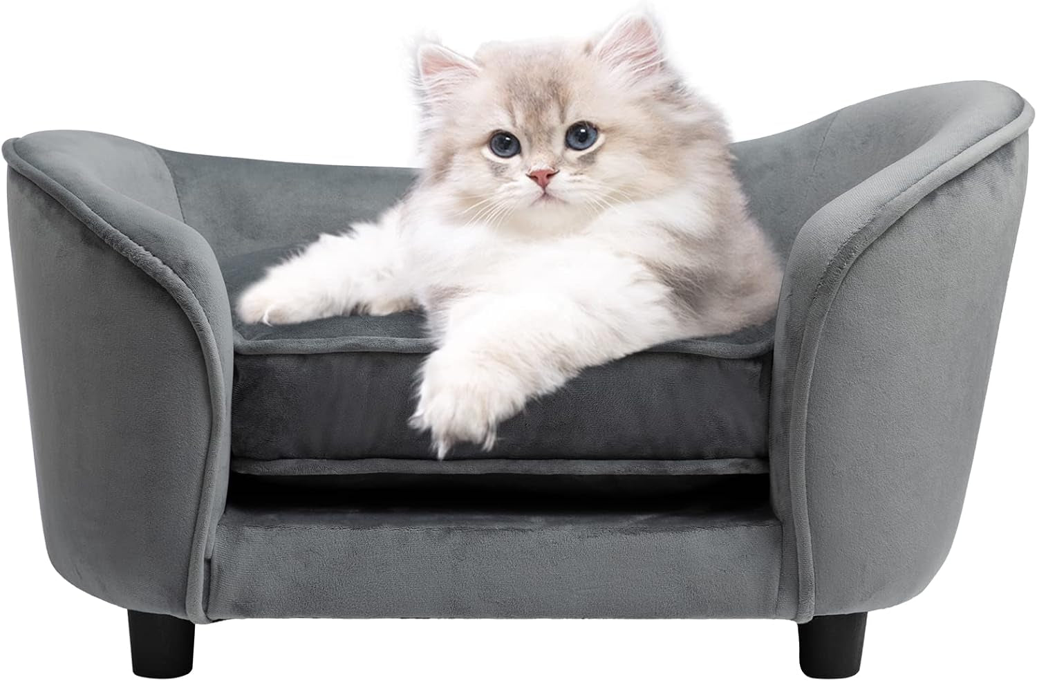 Luxury Ultra-Soft Dark Gray Pet Sofa Couch – Cozy Stylish Bed for Cats & Small Dogs