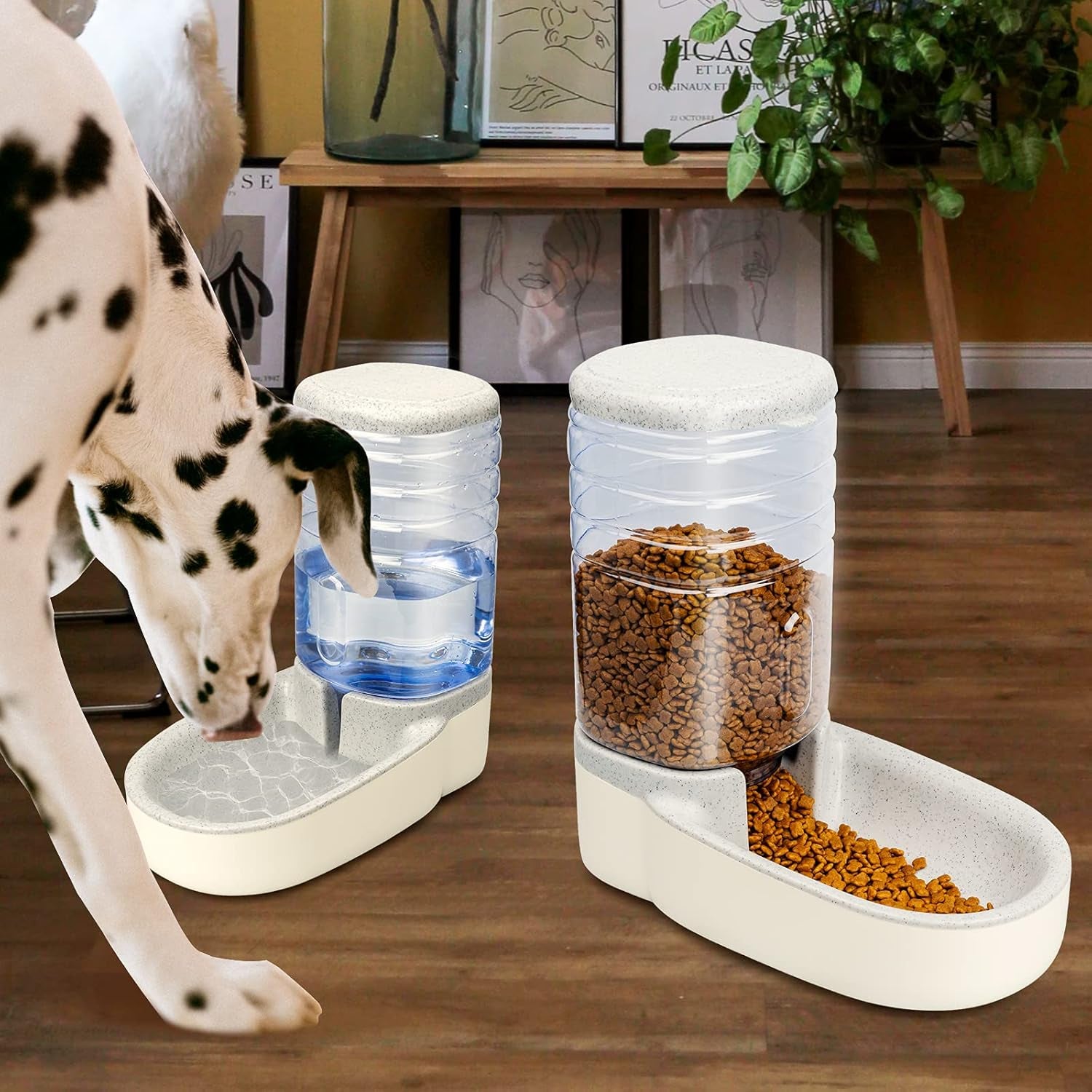 Elevate Your Pet's Dining Experience with the 3.8L Stylish Gray Self-Dispensing Food and Water Dispenser