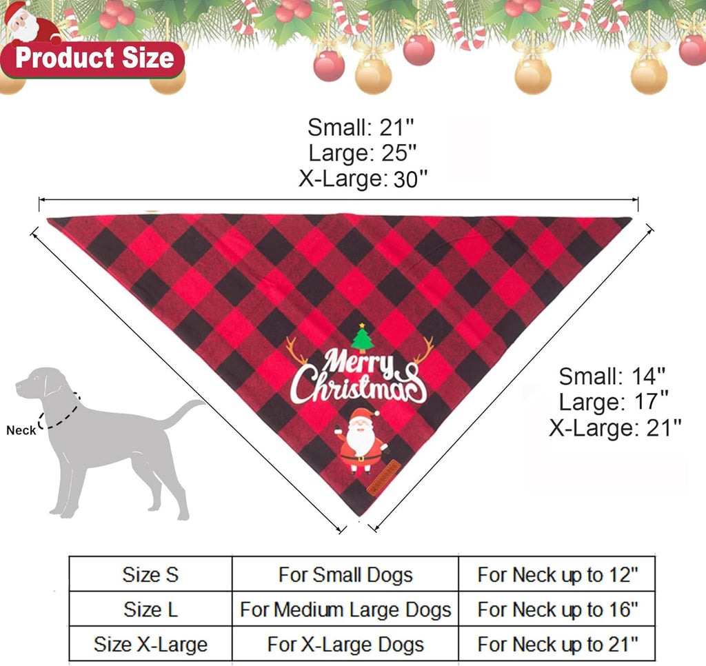 Festive 2-Pack Christmas Plaid Dog Bandanas - Adorable Santa & Snowman Designs for Medium & Large Dogs