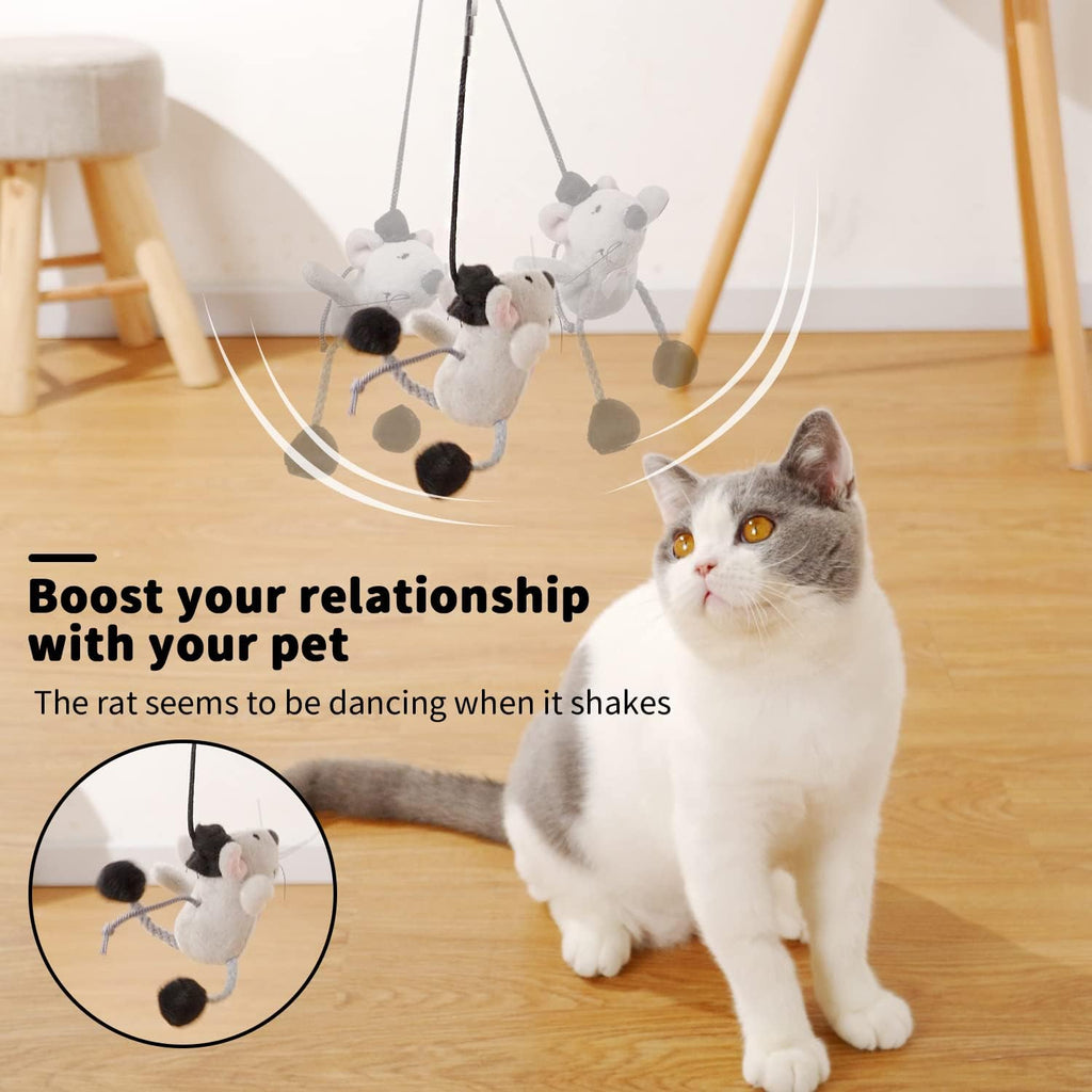 Engaging Interactive Cat Wand Toy with Squeaking Mouse - Perfect for Indoor Fun and Boredom Busting!