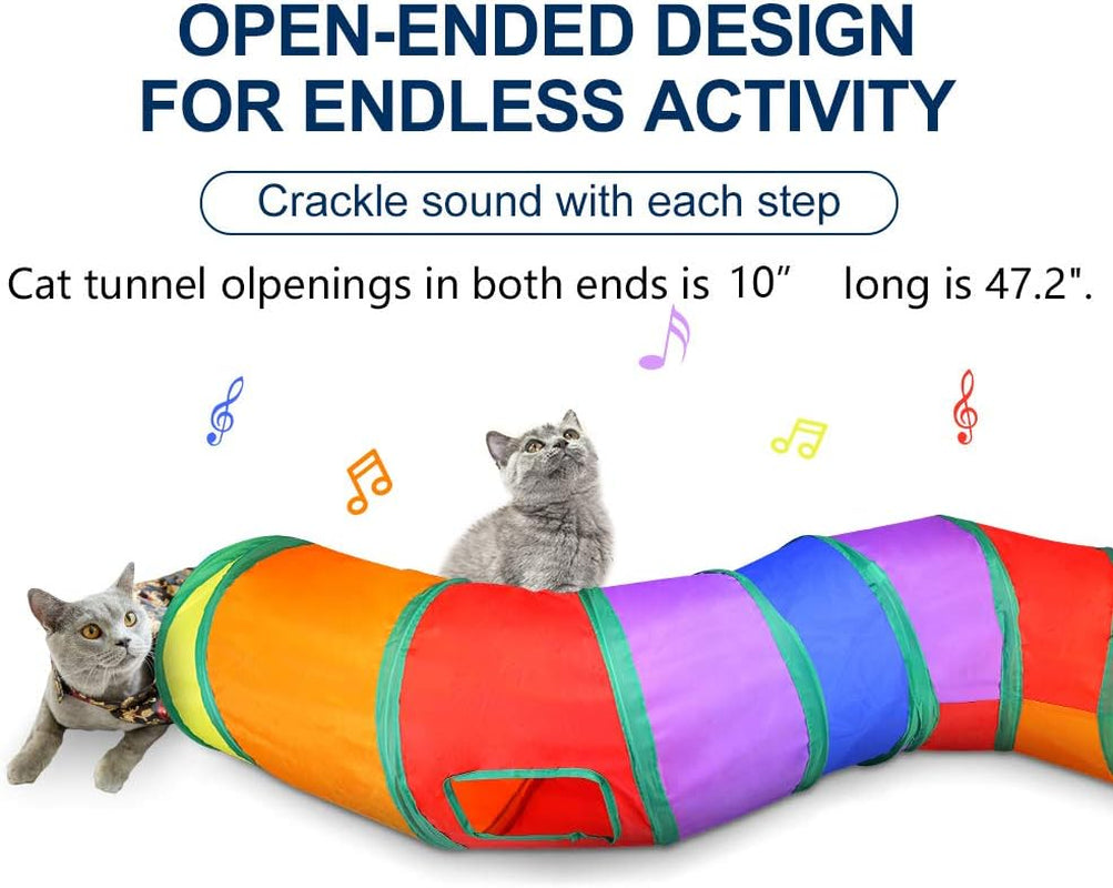 Colorful Interactive Cat Tunnel with Play Ball - Ultimate Fun S-Tunnel for Cats, Kittens, Puppies & Rabbits!