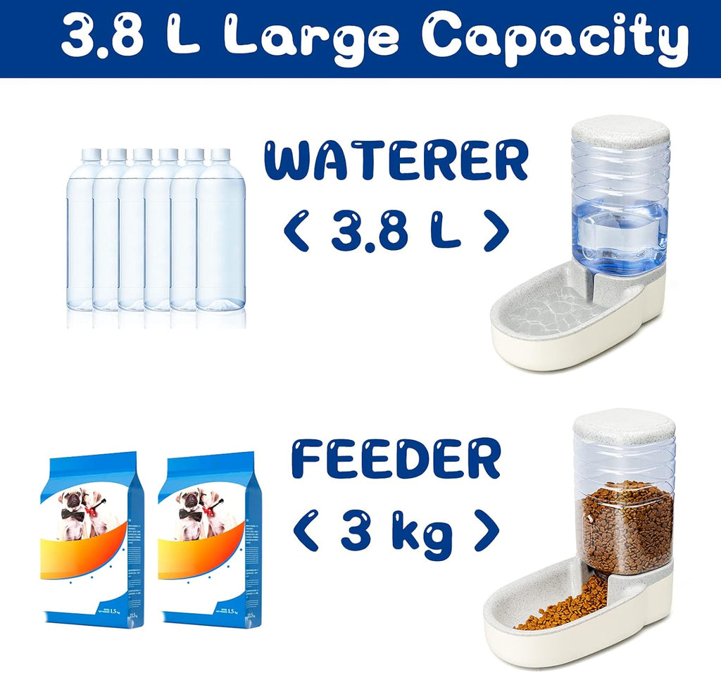 Elevate Your Pet's Dining Experience with the 3.8L Stylish Gray Self-Dispensing Food and Water Dispenser