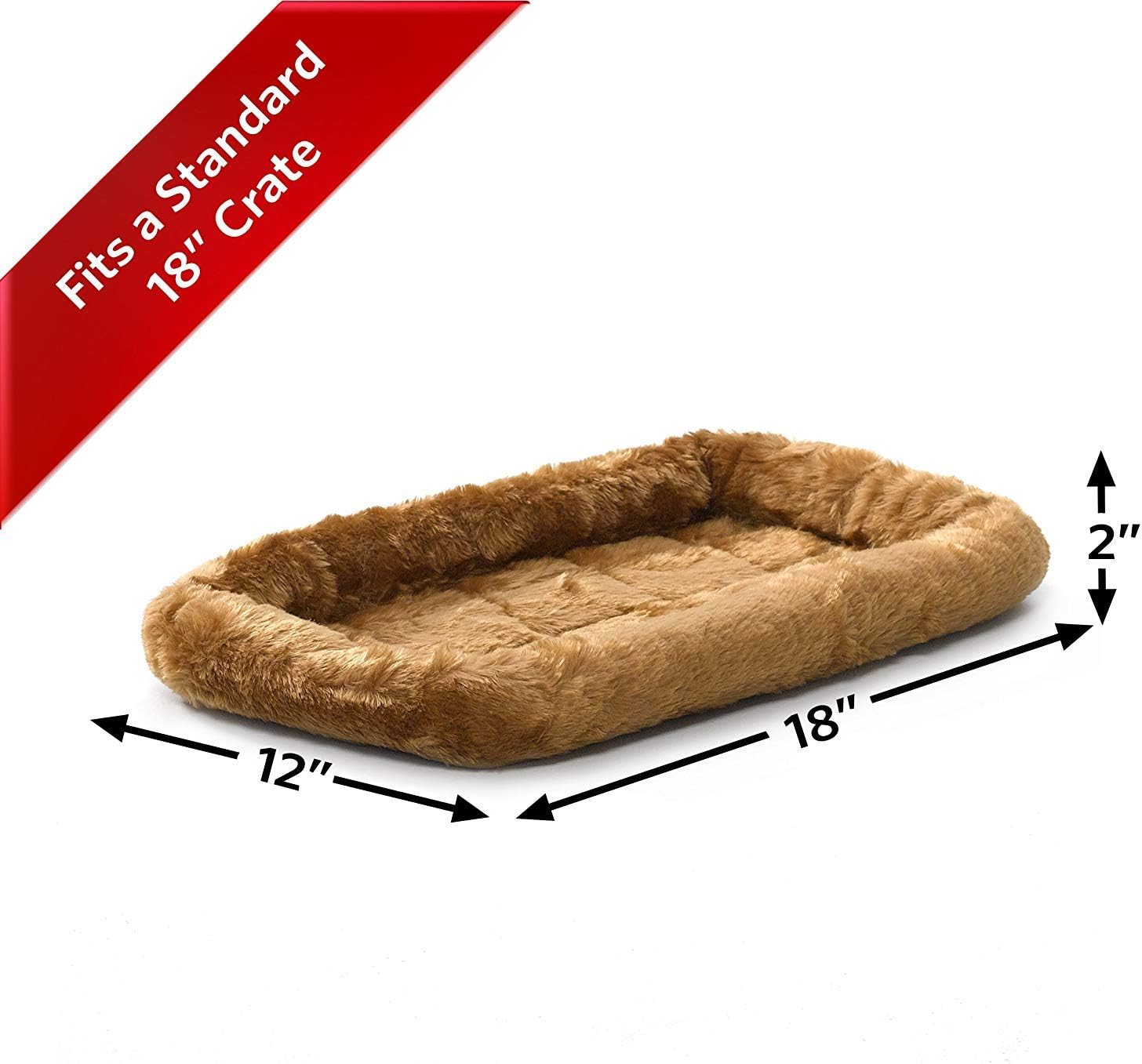 Snuggle into Comfort: Cozy Cinnamon Faux Fur Bolster Bed for Small Dogs & Cats – Machine Washable & Perfect for 18-Inch Crates