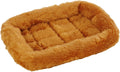 Snuggle into Comfort: Cozy Cinnamon Faux Fur Bolster Bed for Small Dogs & Cats – Machine Washable & Perfect for 18-Inch Crates