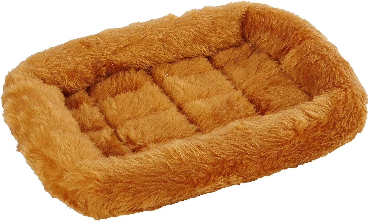 Snuggle into Comfort: Cozy Cinnamon Faux Fur Bolster Bed for Small Dogs & Cats – Machine Washable & Perfect for 18-Inch Crates