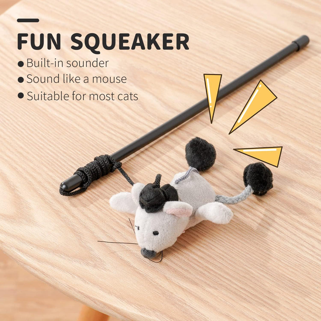 Engaging Interactive Cat Wand Toy with Squeaking Mouse - Perfect for Indoor Fun and Boredom Busting!