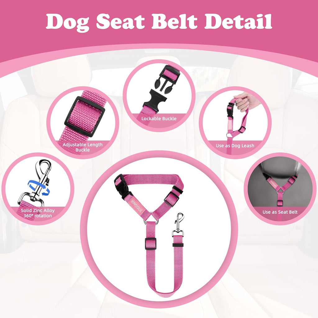 Ultimate Pet Safety: Adjustable Dog & Cat Seat Belt Strap - 2 Pack Vehicle Restraints