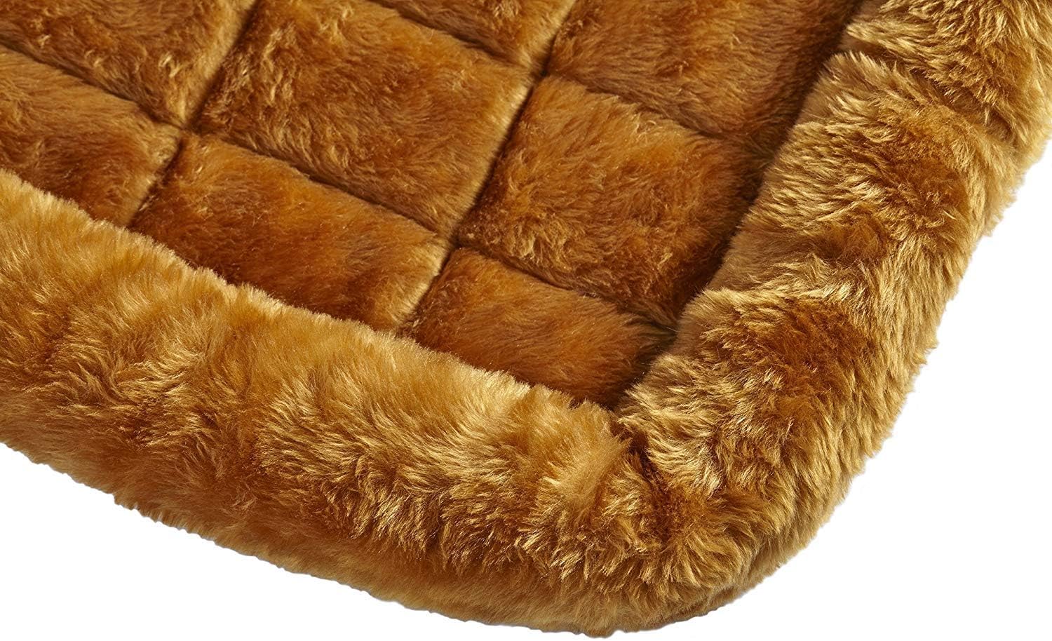 Snuggle into Comfort: Cozy Cinnamon Faux Fur Bolster Bed for Small Dogs & Cats – Machine Washable & Perfect for 18-Inch Crates