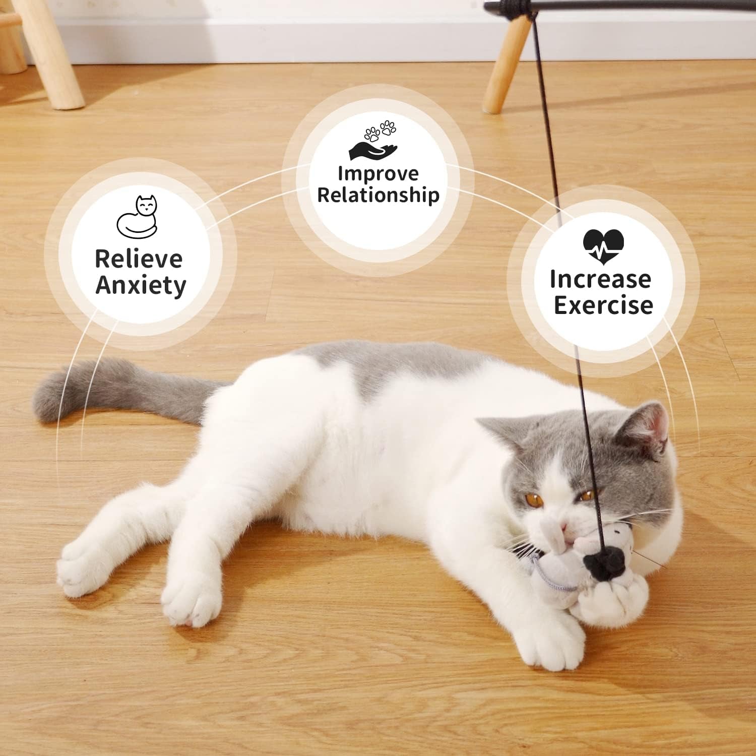 Engaging Interactive Cat Wand Toy with Squeaking Mouse - Perfect for Indoor Fun and Boredom Busting!
