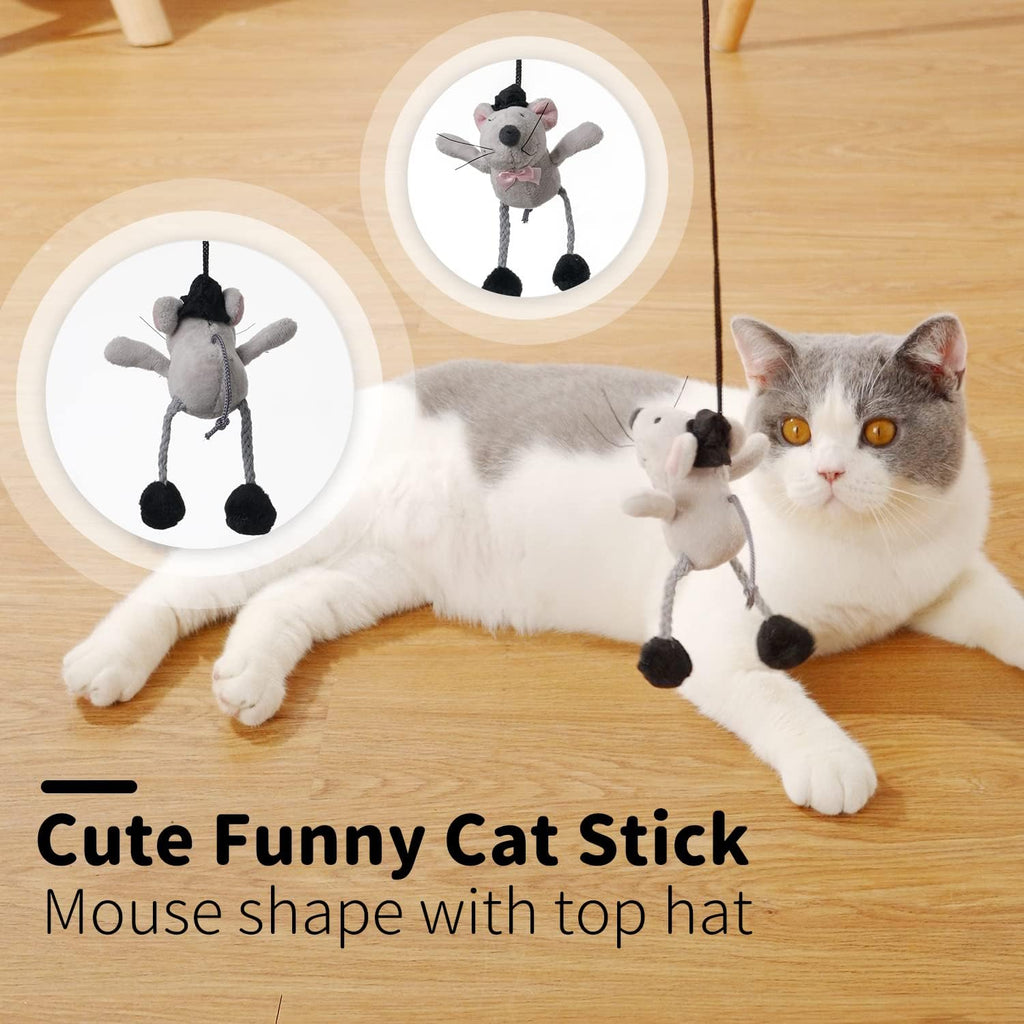 Engaging Interactive Cat Wand Toy with Squeaking Mouse - Perfect for Indoor Fun and Boredom Busting!