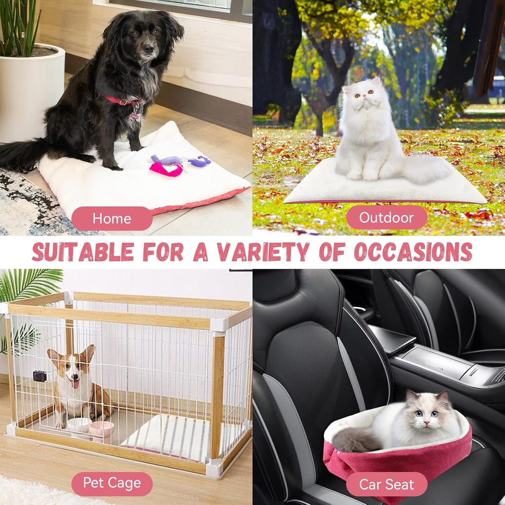 Cozy Self-Warming Pink Cat Bed - Versatile, Lightweight & Machine Washable for Indoor & On-the-Go Pets