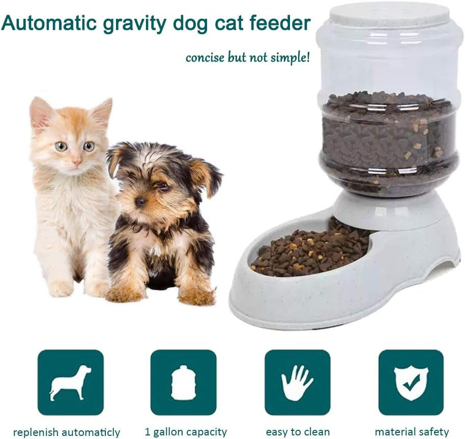 Automatic Cat Feeder - 1 Gallon Durable Food Dispenser for Cats and Small Dogs - Convenient Gravity Feed Pet Feeder for Happy Pets