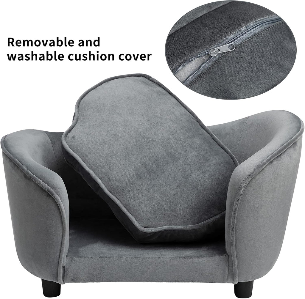 Luxury Ultra-Soft Dark Gray Pet Sofa Couch – Cozy Stylish Bed for Cats & Small Dogs