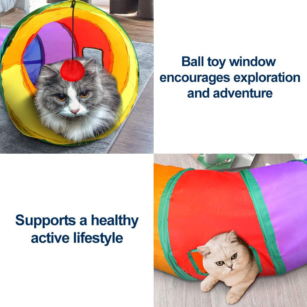 Colorful Interactive Cat Tunnel with Play Ball - Ultimate Fun S-Tunnel for Cats, Kittens, Puppies & Rabbits!