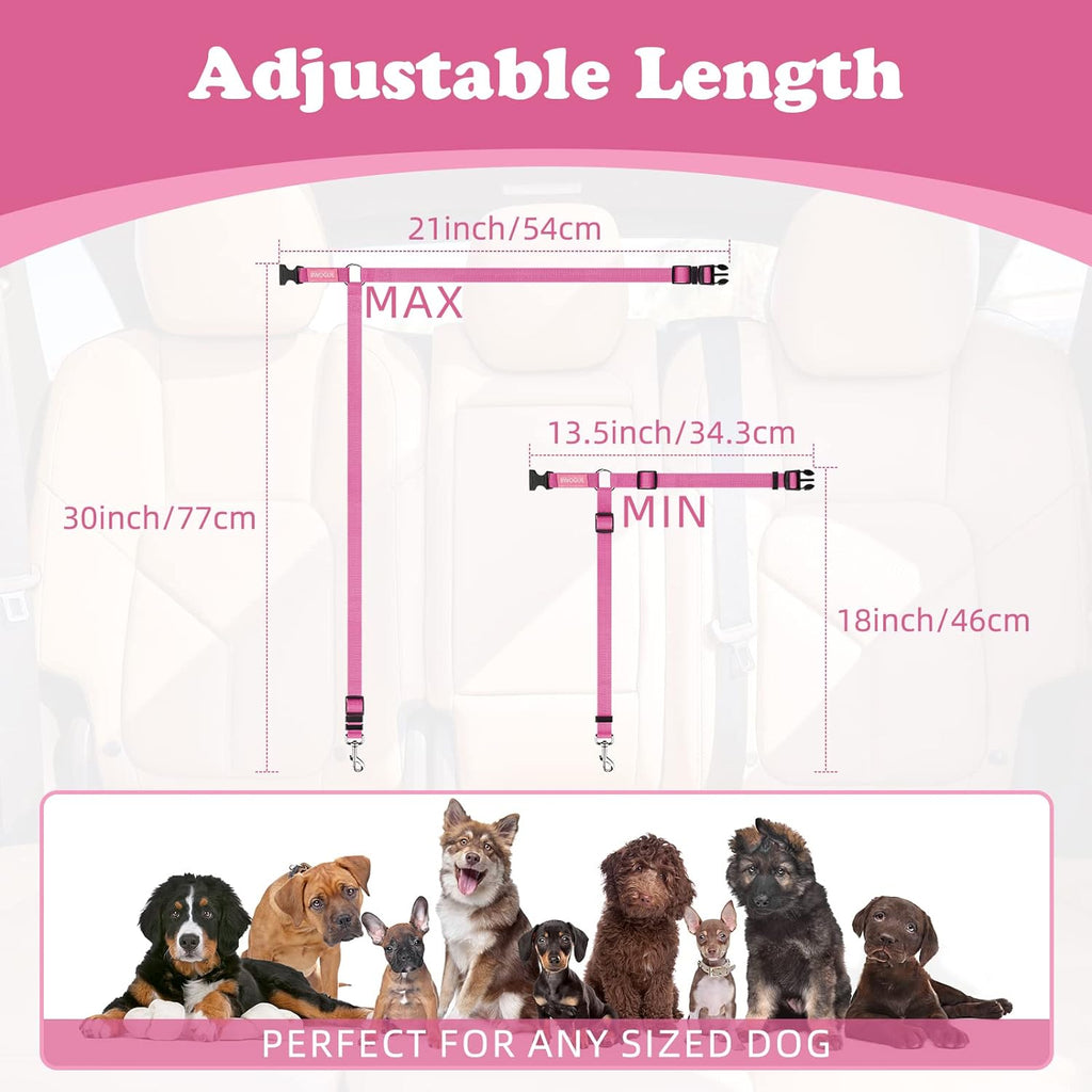 Ultimate Pet Safety: Adjustable Dog & Cat Seat Belt Strap - 2 Pack Vehicle Restraints