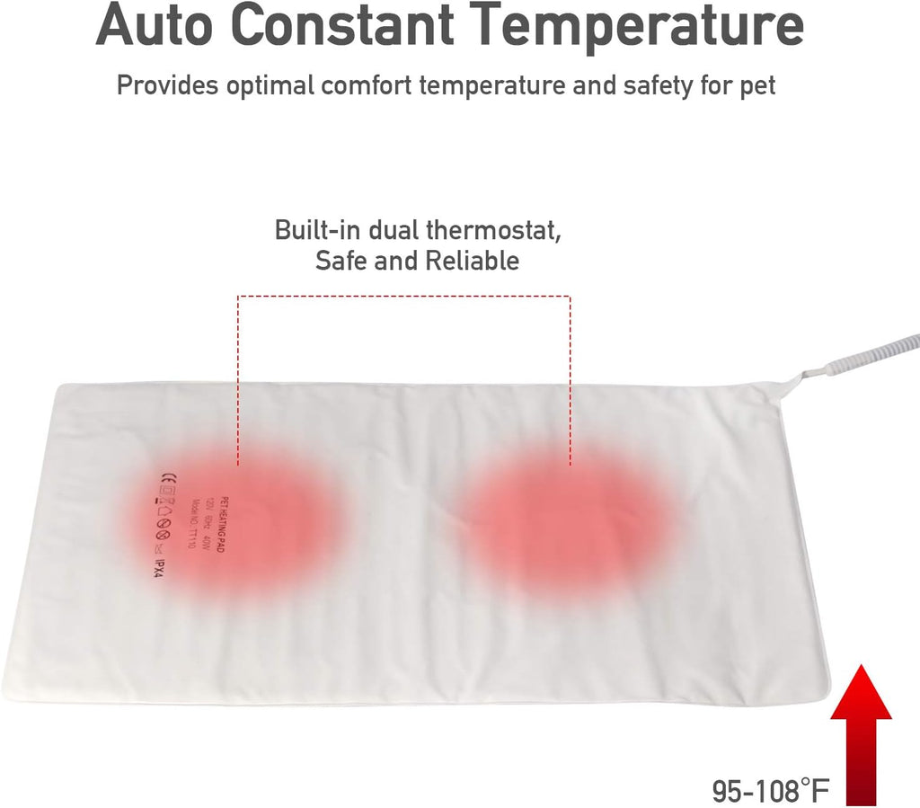 Pet Heating Pad,Cat Dog Electric Pet Heating Pad Indoor Waterproof,Auto Constant Temperature, Chew Resistant Steel Cord (Blue, Large)