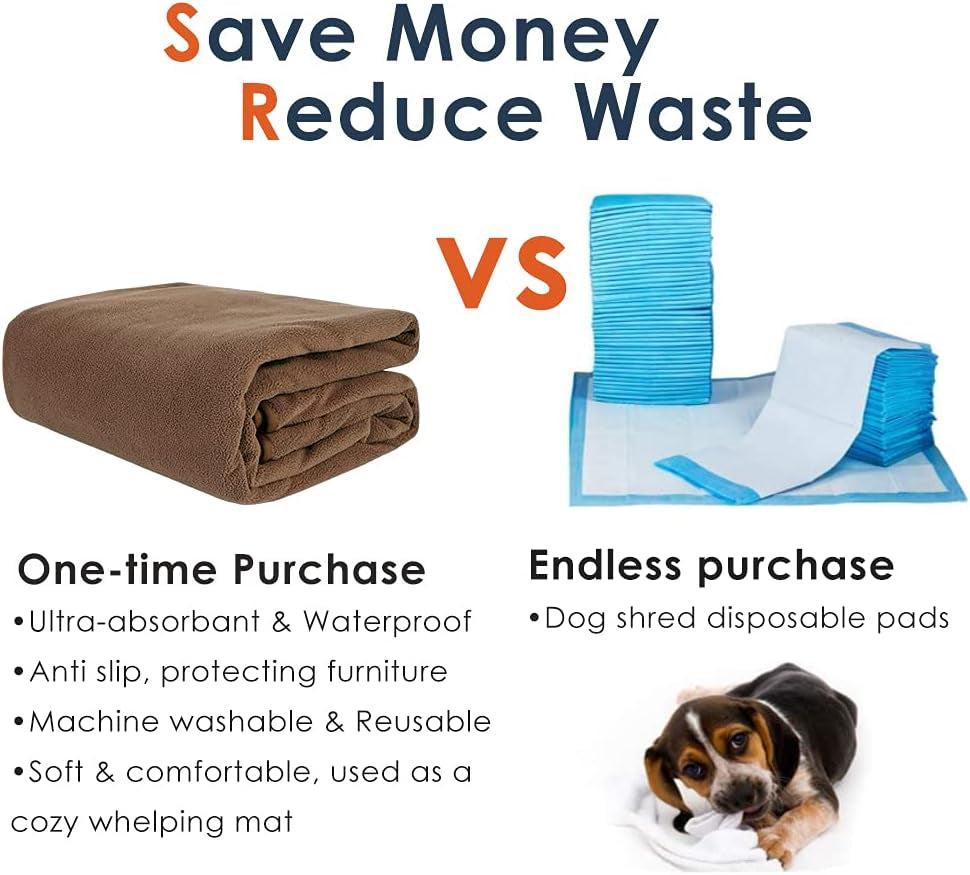 Extra Large Washable Dog Pee Pads - Waterproof, Reusable, Non-Slip Training Mats for Puppies & Whelping - 65"x45" & 72"x72" Sizes Available