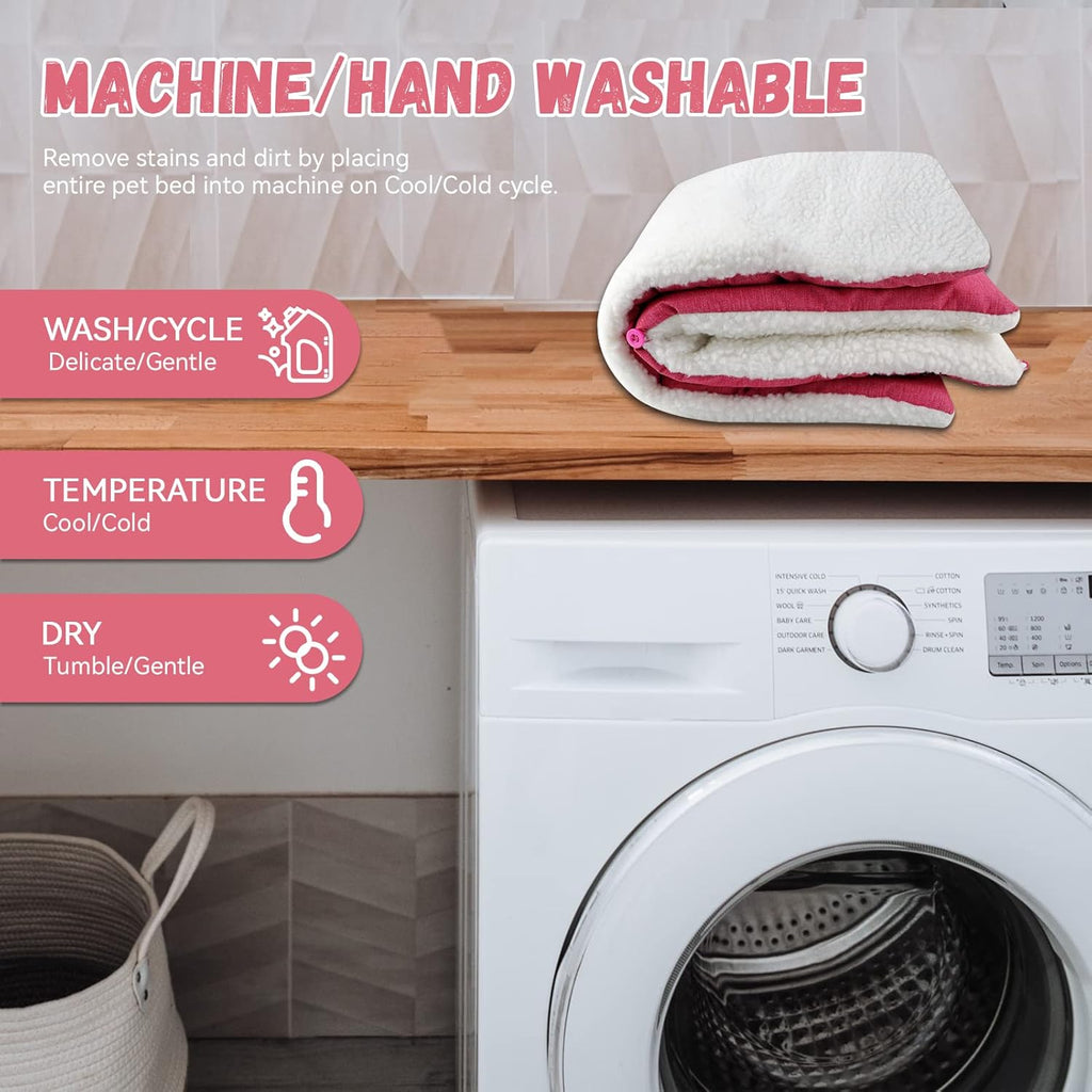 Cozy Self-Warming Pink Cat Bed - Versatile, Lightweight & Machine Washable for Indoor & On-the-Go Pets
