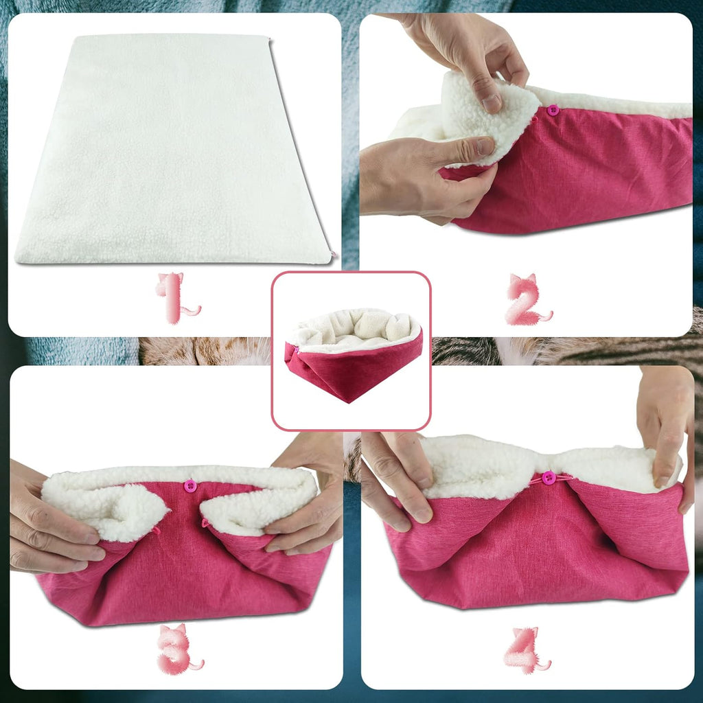 Cozy Self-Warming Pink Cat Bed - Versatile, Lightweight & Machine Washable for Indoor & On-the-Go Pets
