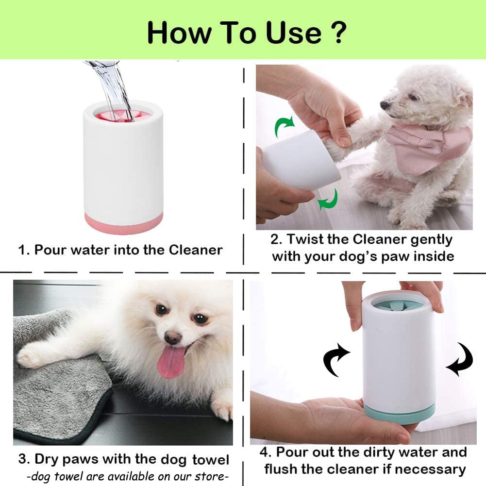 Muddy Paw Cleaner - Easy Portable Foot Washer for Small & Medium Dogs and Cats - Green L