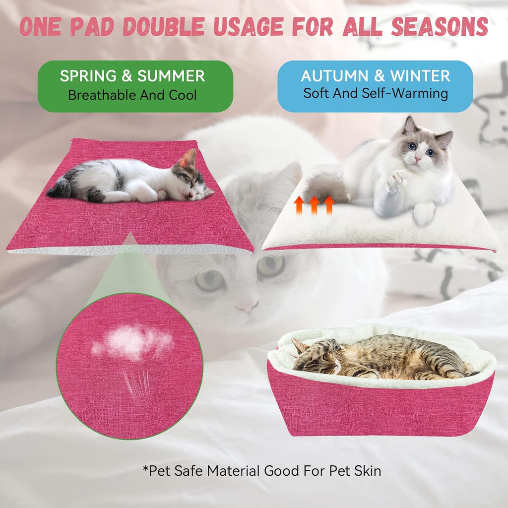 Cozy Self-Warming Pink Cat Bed - Versatile, Lightweight & Machine Washable for Indoor & On-the-Go Pets