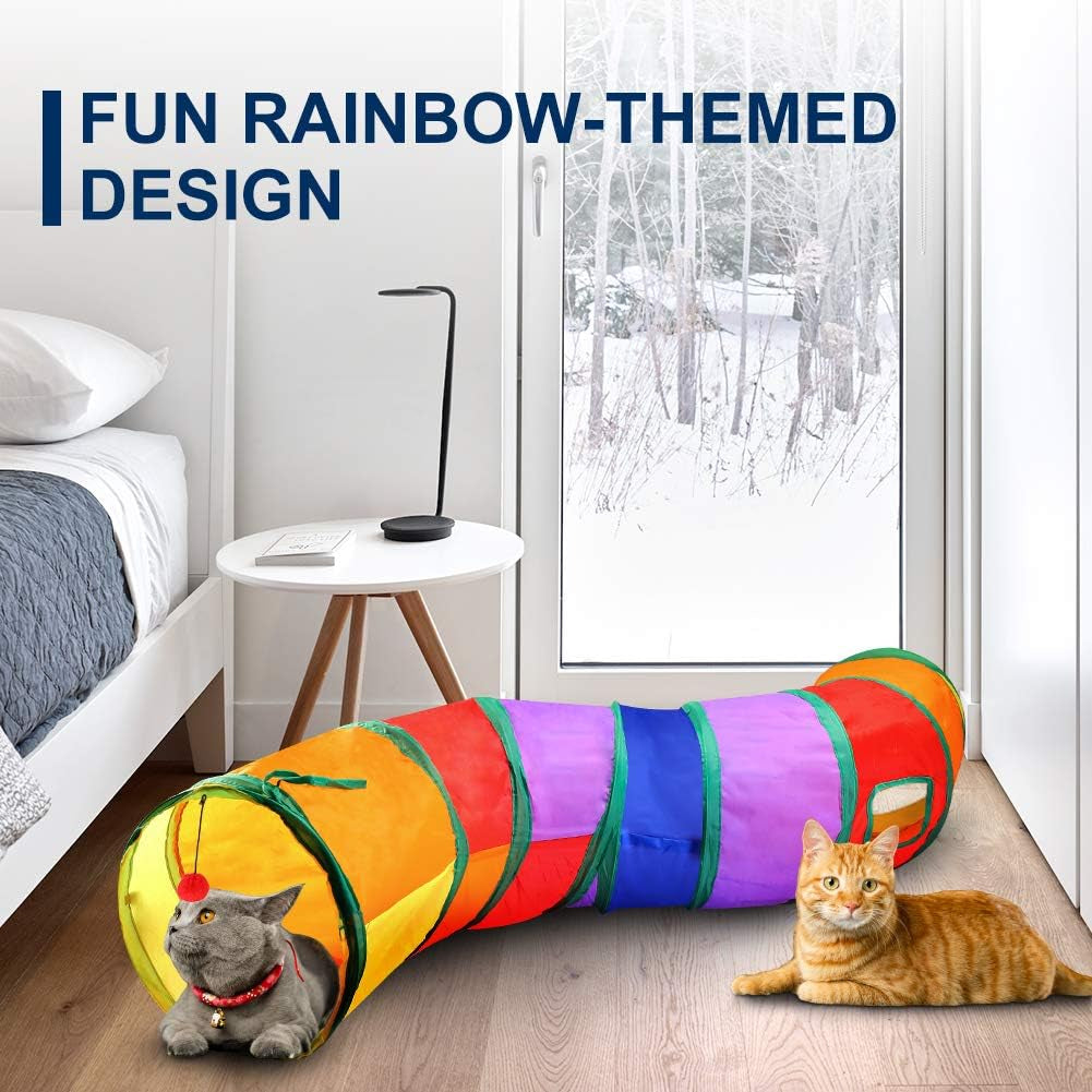 Colorful Interactive Cat Tunnel with Play Ball - Ultimate Fun S-Tunnel for Cats, Kittens, Puppies & Rabbits!