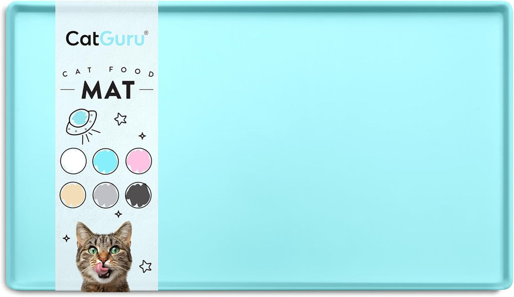 Waterproof Cat Food Mat - Non-Slip Silicone Pet Feeding Mat for Food & Water Bowls (Small, Aruba)