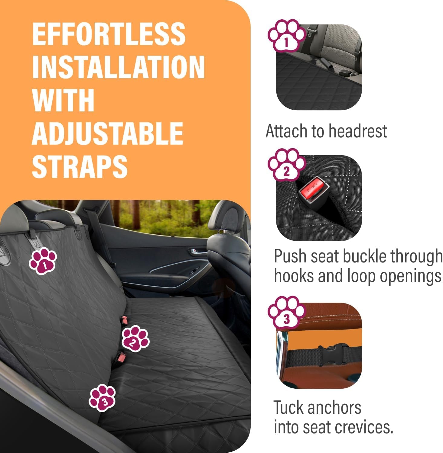 Ultimate Waterproof Dog Car Hammock - Backseat Protector for All Vehicles, Easy to Clean & Machine Washable!