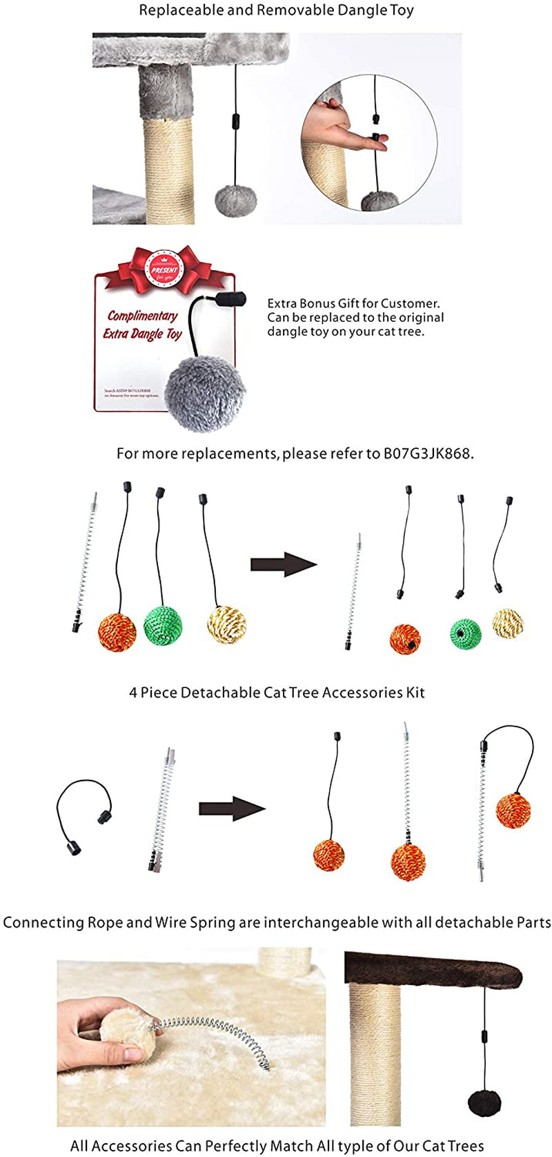 Chic Light Grey Cat Condo Tower with Scratching Post & Step Ladder - 52" Cozy Haven for Your Feline Friend